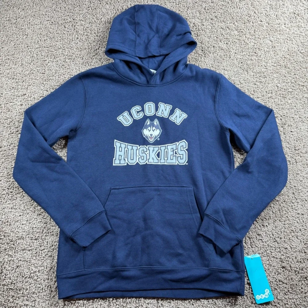 UConn Huskies Kids Navy Blue Pullover Hoodie XL 18/20 NWT sweatshirt streetwear